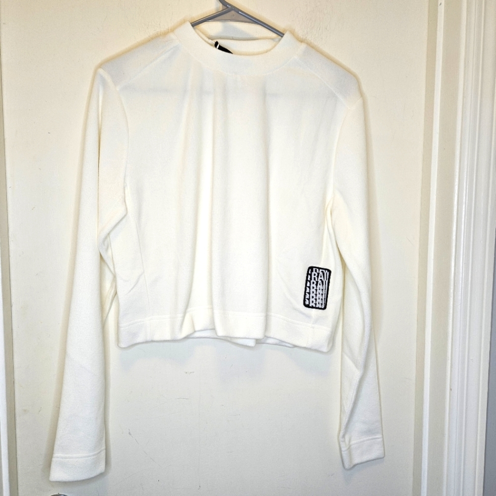 Rains Fleece Crop fleece pullover Cream NWT